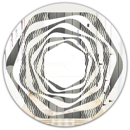 Mimimal Black and White Design II - Modern Round or Oval Wall Mirror - Whirl