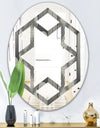 Mimimal Black and White Design II - Modern Round or Oval Wall Mirror - Hexagon Star