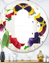 Floral Botanical Retro VIII - Modern Round or Oval Wall Mirror - Quatrefoil