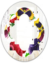 Floral Botanical Retro VIII - Modern Round or Oval Wall Mirror - Quatrefoil