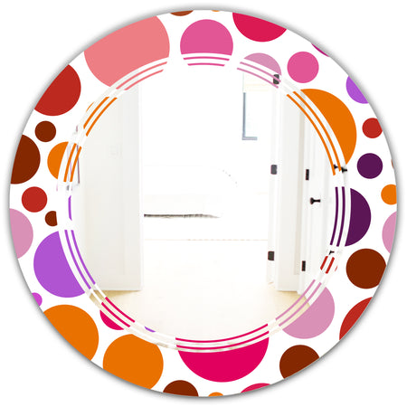 Abstract Geometric Circular Retro II - Modern Round or Oval Wall Mirror - Triple C