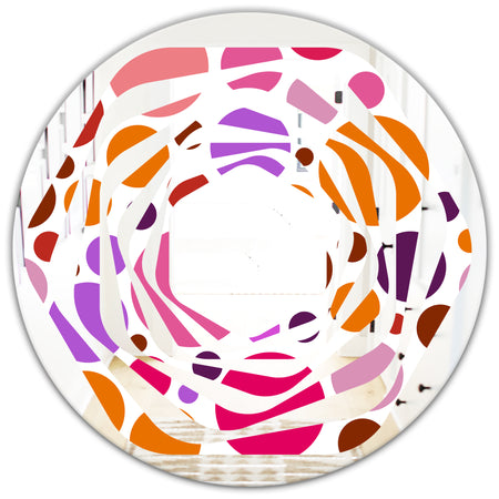 Abstract Geometric Circular Retro II - Modern Round or Oval Wall Mirror - Whirl