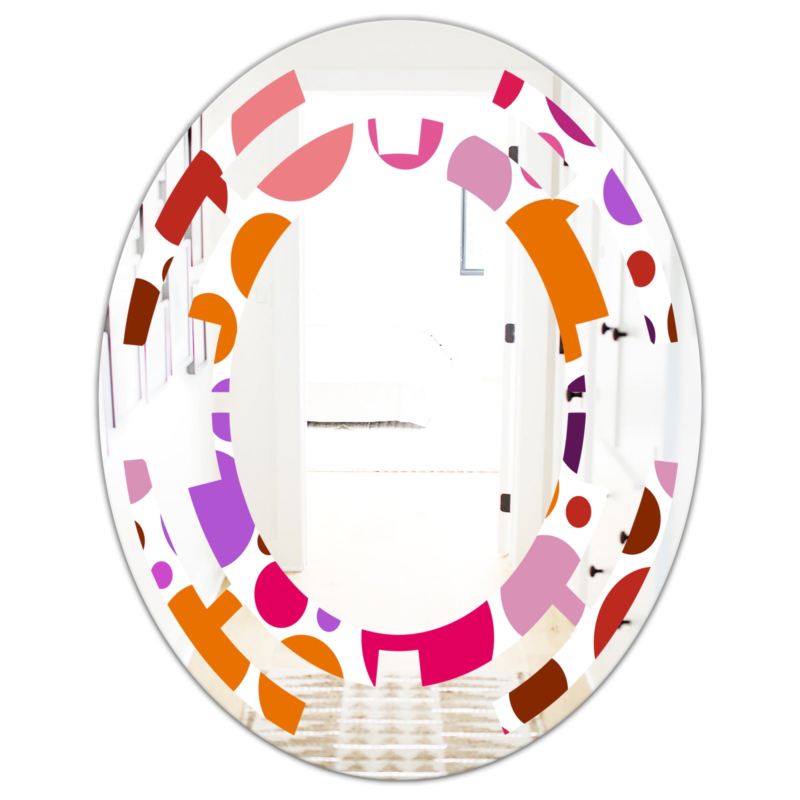 Abstract Geometric Circular Retro II - Modern Round or Oval Wall Mirror - Space