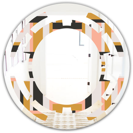 Abstract Retro Geometric IX - Modern Round or Oval Wall Mirror - Space