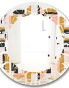 Abstract Retro Geometric IX - Modern Round or Oval Wall Mirror - Leaves