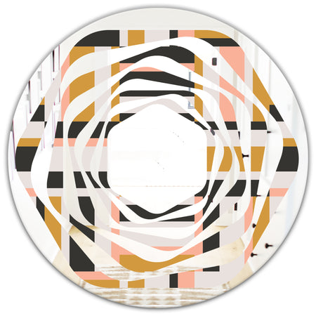 Abstract Retro Geometric IX - Modern Round or Oval Wall Mirror - Whirl
