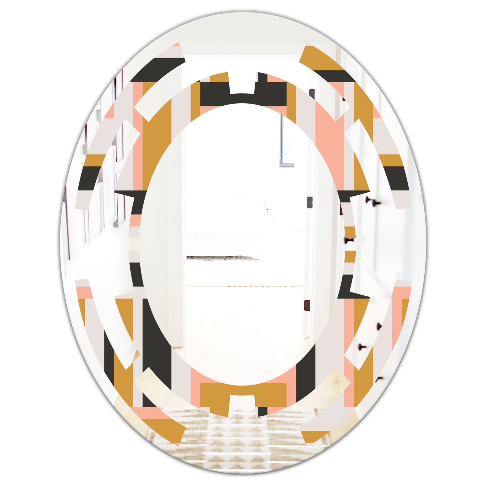 Abstract Retro Geometric IX - Modern Round or Oval Wall Mirror - Space