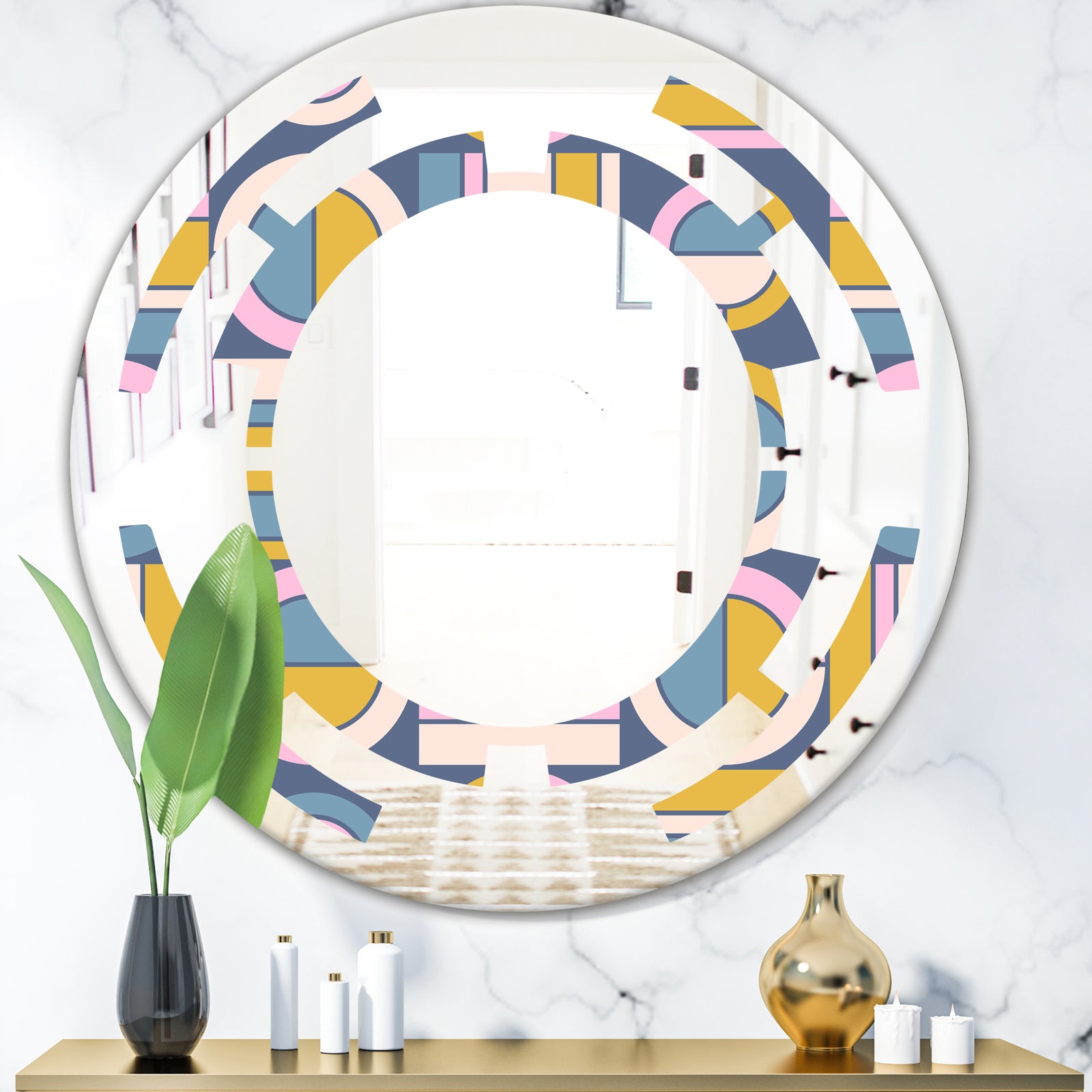 Retro Circular Design I - Modern Round or Oval Wall Mirror - Space