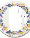 Retro Circular Design I - Modern Round or Oval Wall Mirror - Leaves