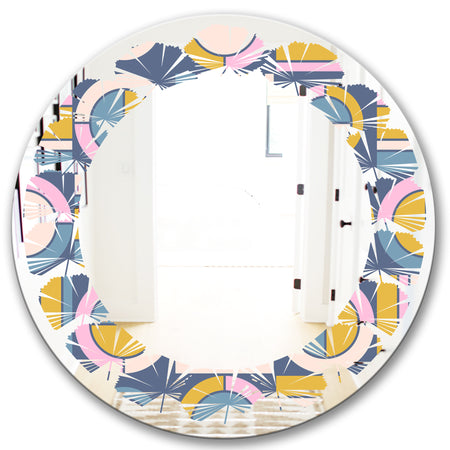 Retro Circular Design I - Modern Round or Oval Wall Mirror - Leaves