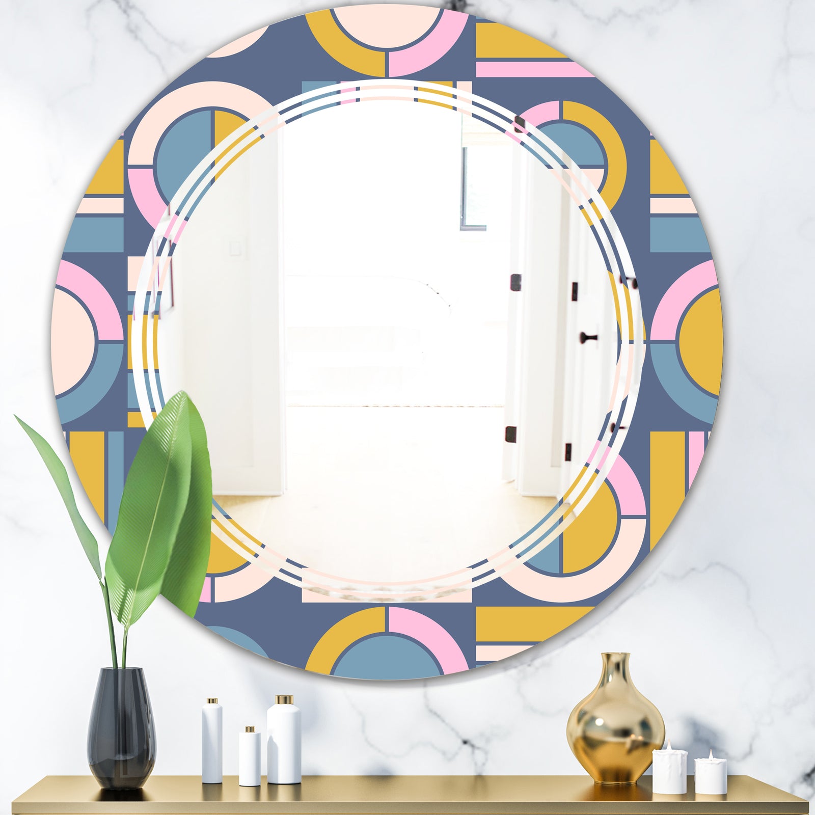 Retro Circular Design I - Modern Round or Oval Wall Mirror - Triple C