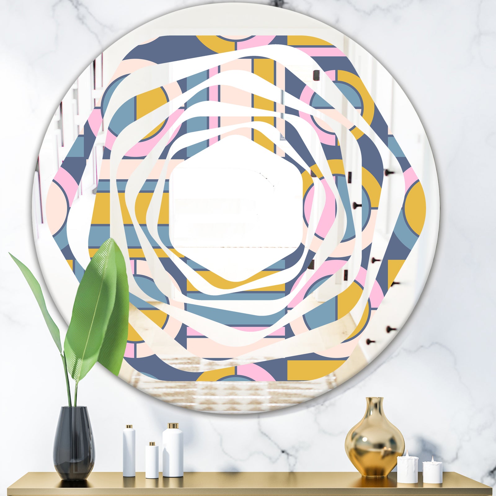 Retro Circular Design I - Modern Round or Oval Wall Mirror - Whirl