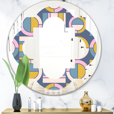 Retro Circular Design I - Modern Round or Oval Wall Mirror - Quatrefoil