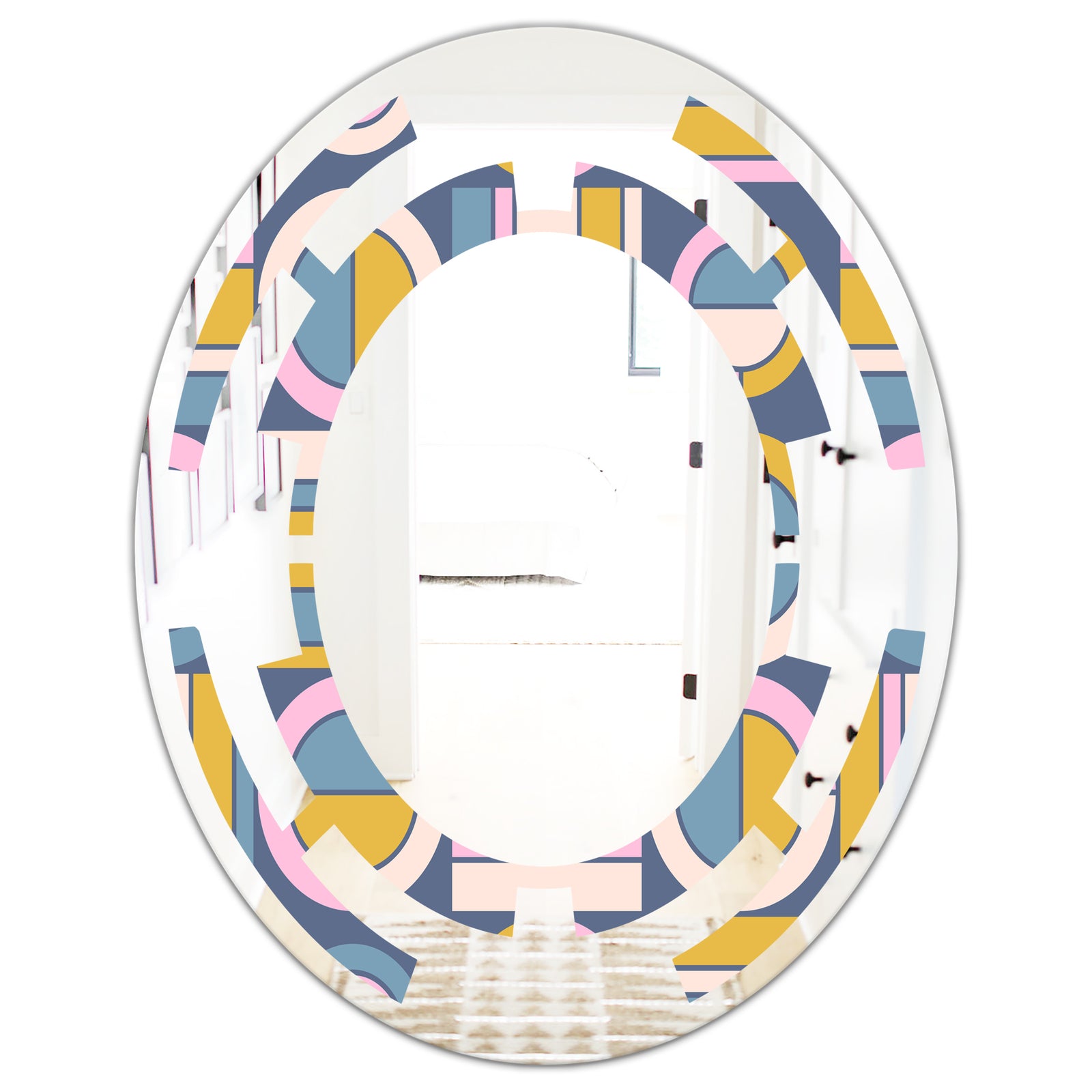 Retro Circular Design I - Modern Round or Oval Wall Mirror - Space