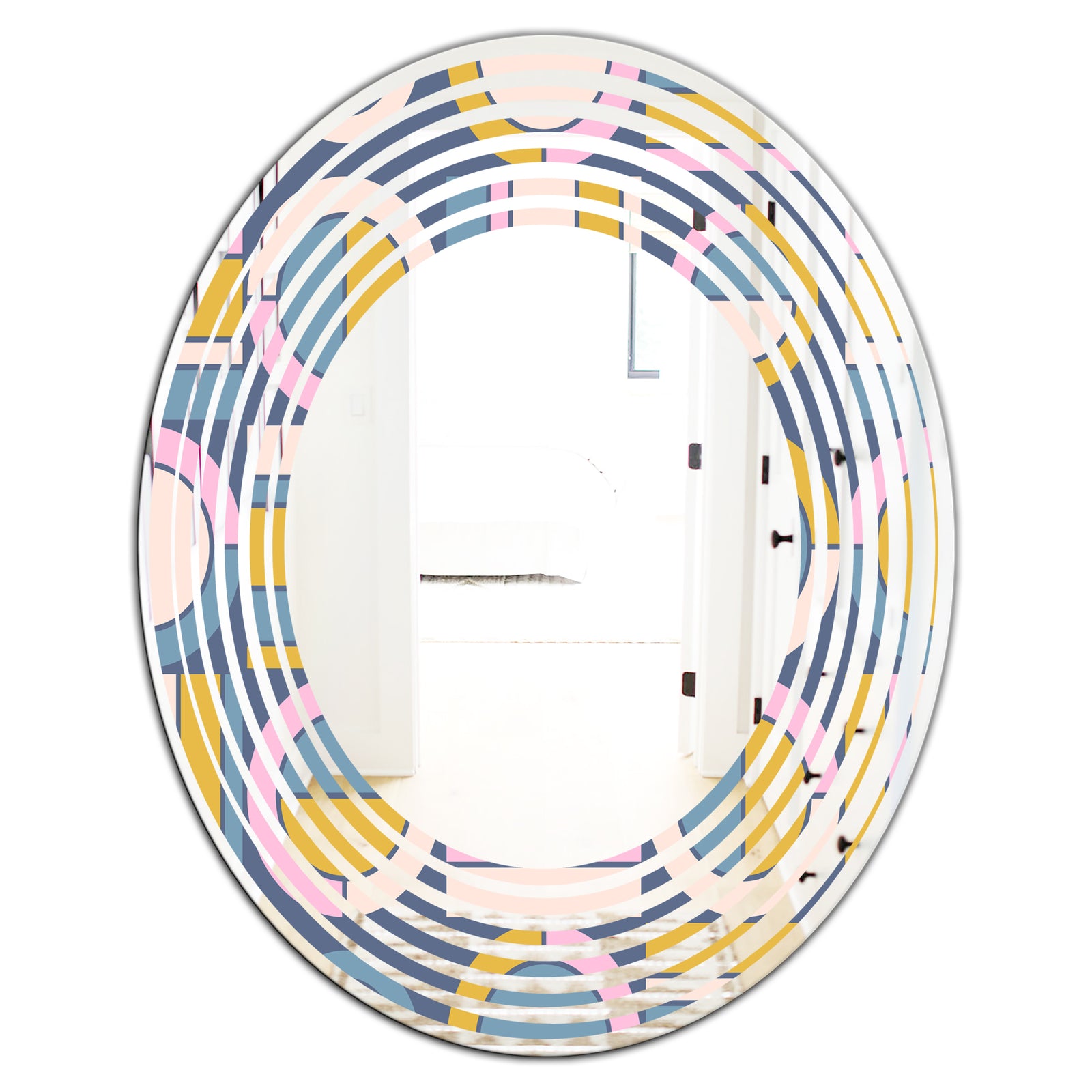 Retro Circular Design I - Modern Round or Oval Wall Mirror - Wave