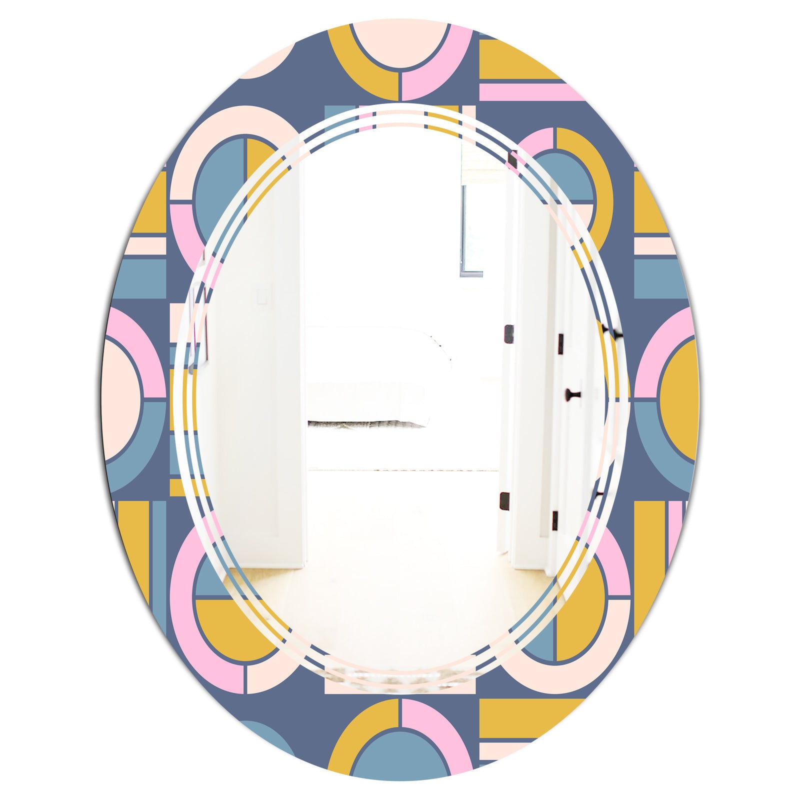 Retro Circular Design I - Modern Round or Oval Wall Mirror - Triple C