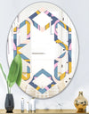 Retro Circular Design I - Modern Round or Oval Wall Mirror - Hexagon Star