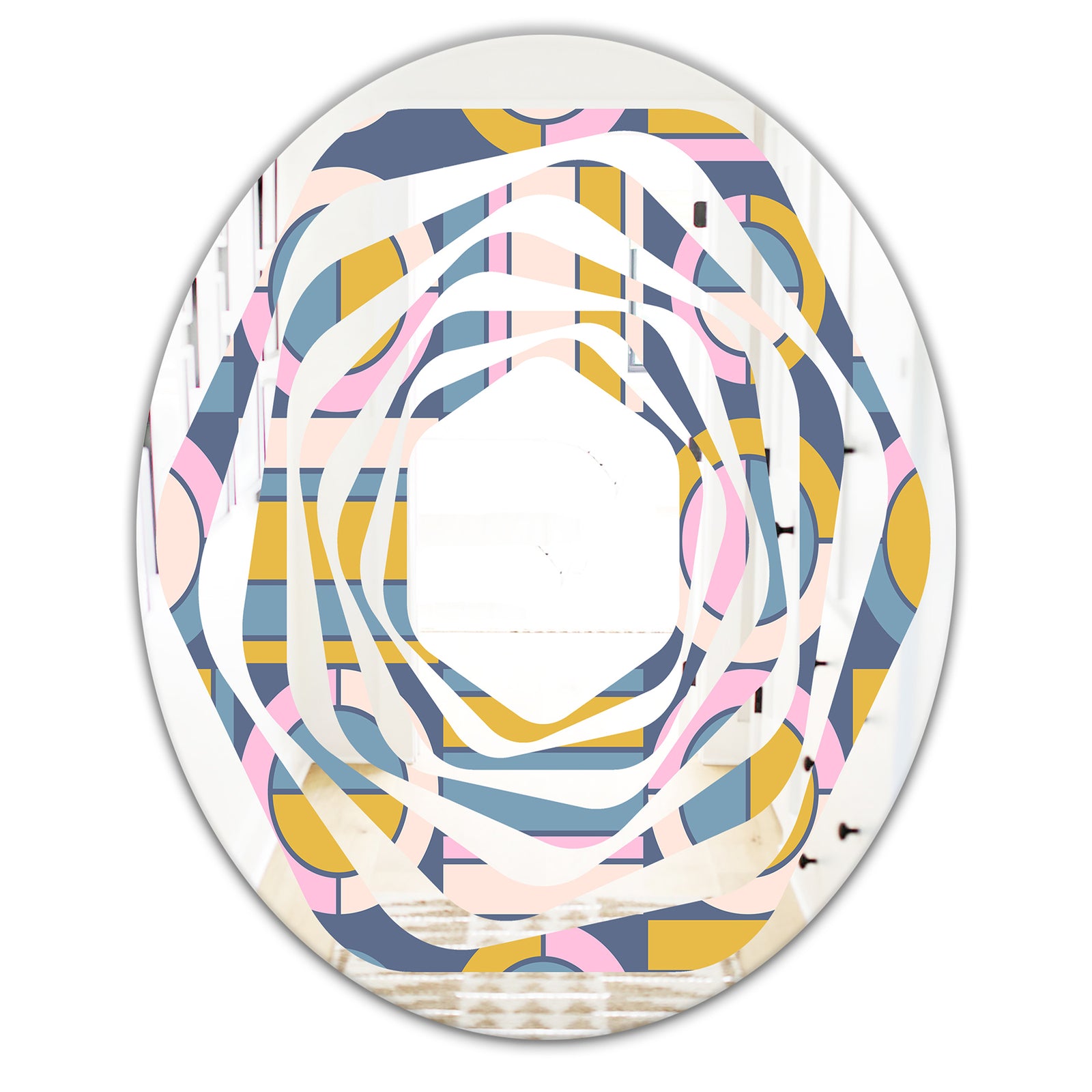 Retro Circular Design I - Modern Round or Oval Wall Mirror - Whirl