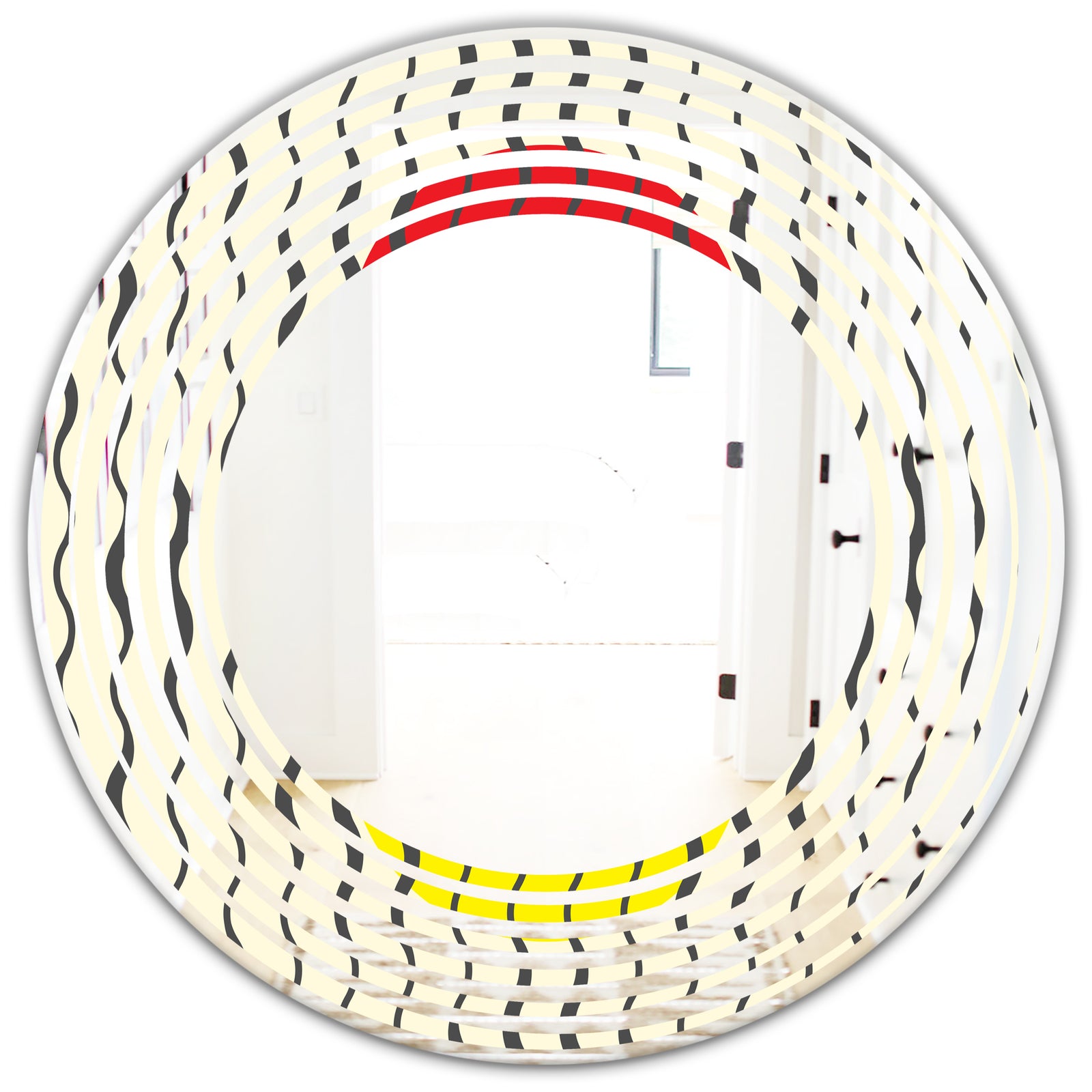 Wave Pattern - Modern Round or Oval Wall Mirror - Wave