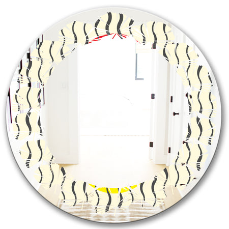 Wave Pattern - Modern Round or Oval Wall Mirror - Leaves
