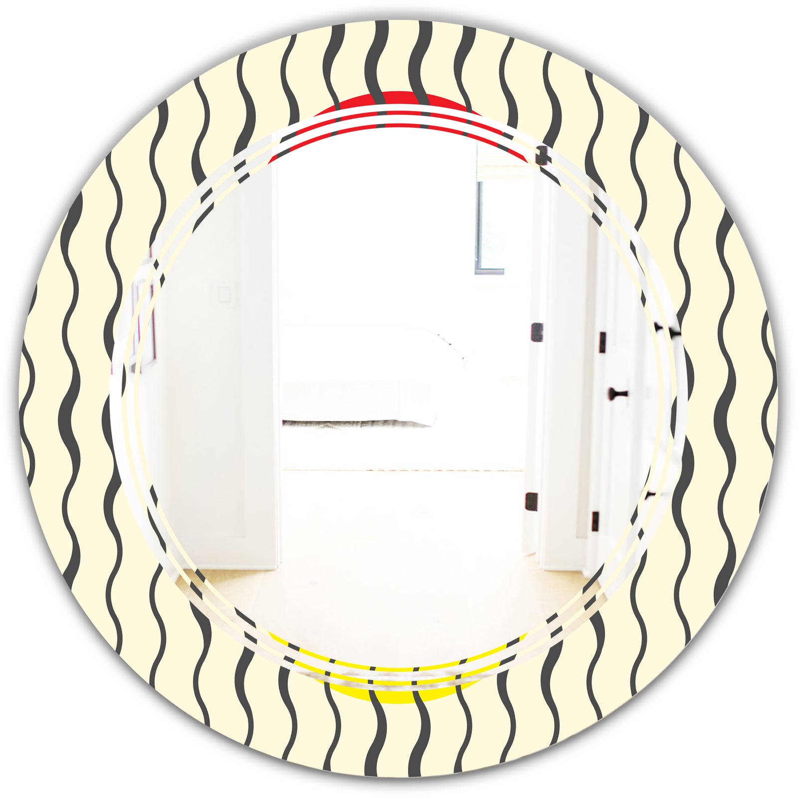 Wave Pattern - Modern Round or Oval Wall Mirror - Triple C