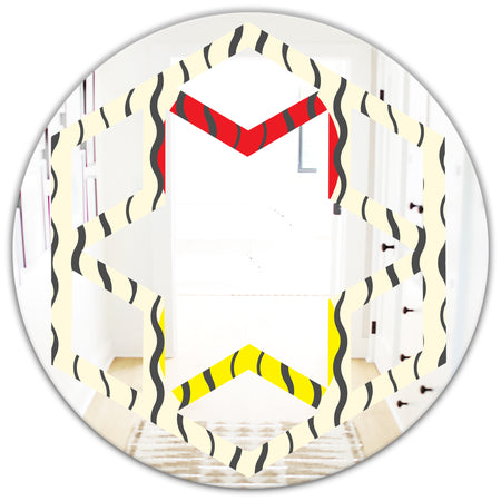 Wave Pattern - Modern Round or Oval Wall Mirror - Hexagon Star