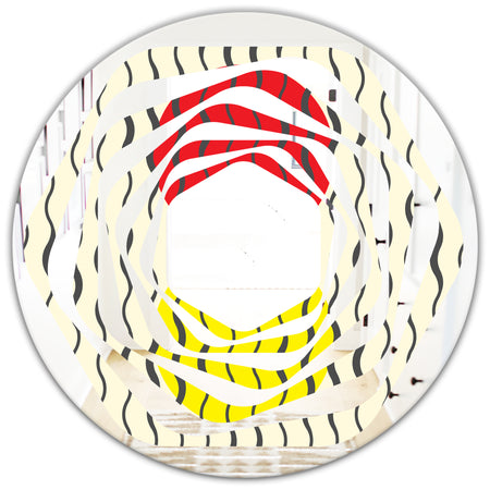 Wave Pattern - Modern Round or Oval Wall Mirror - Whirl
