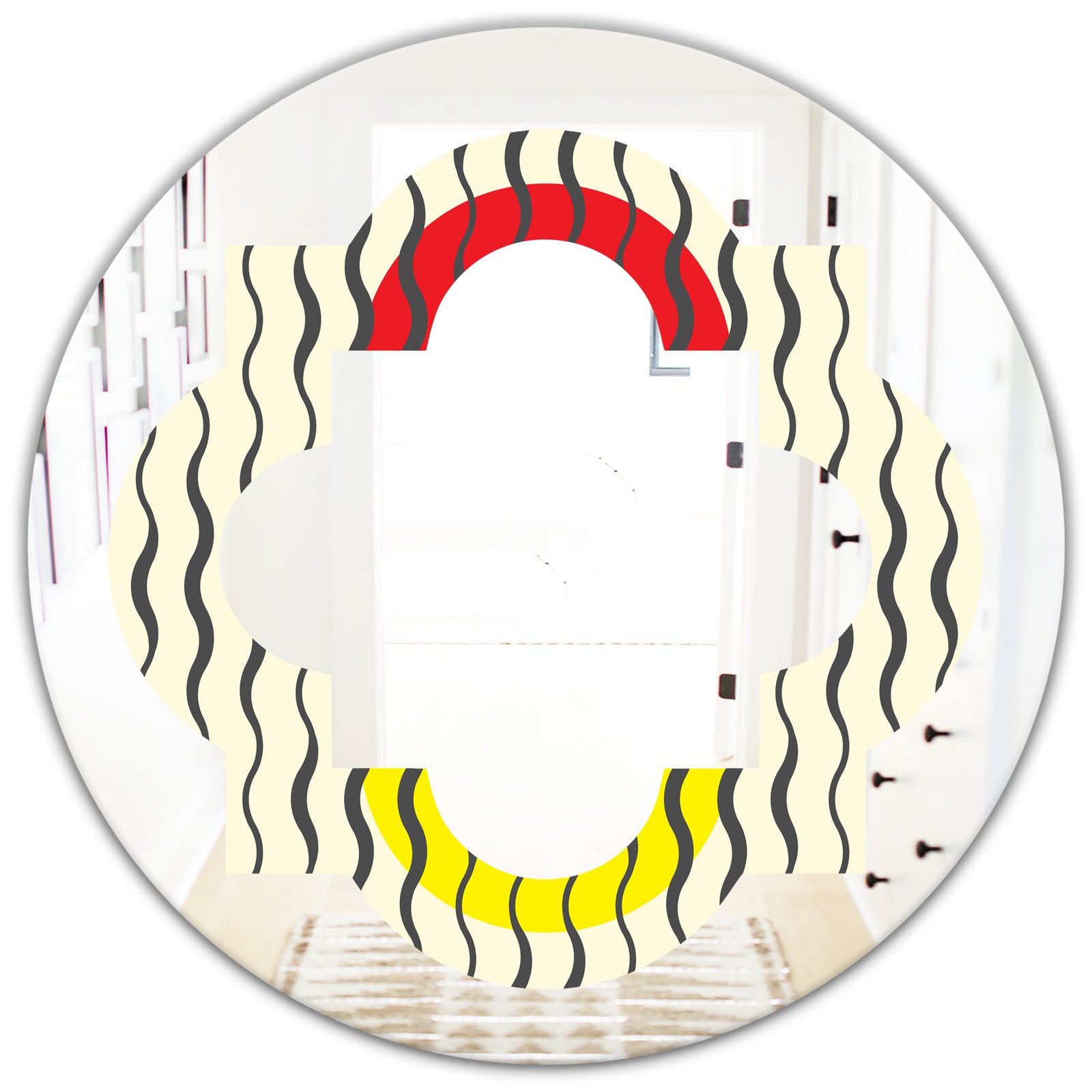 Wave Pattern - Modern Round or Oval Wall Mirror - Quatrefoil