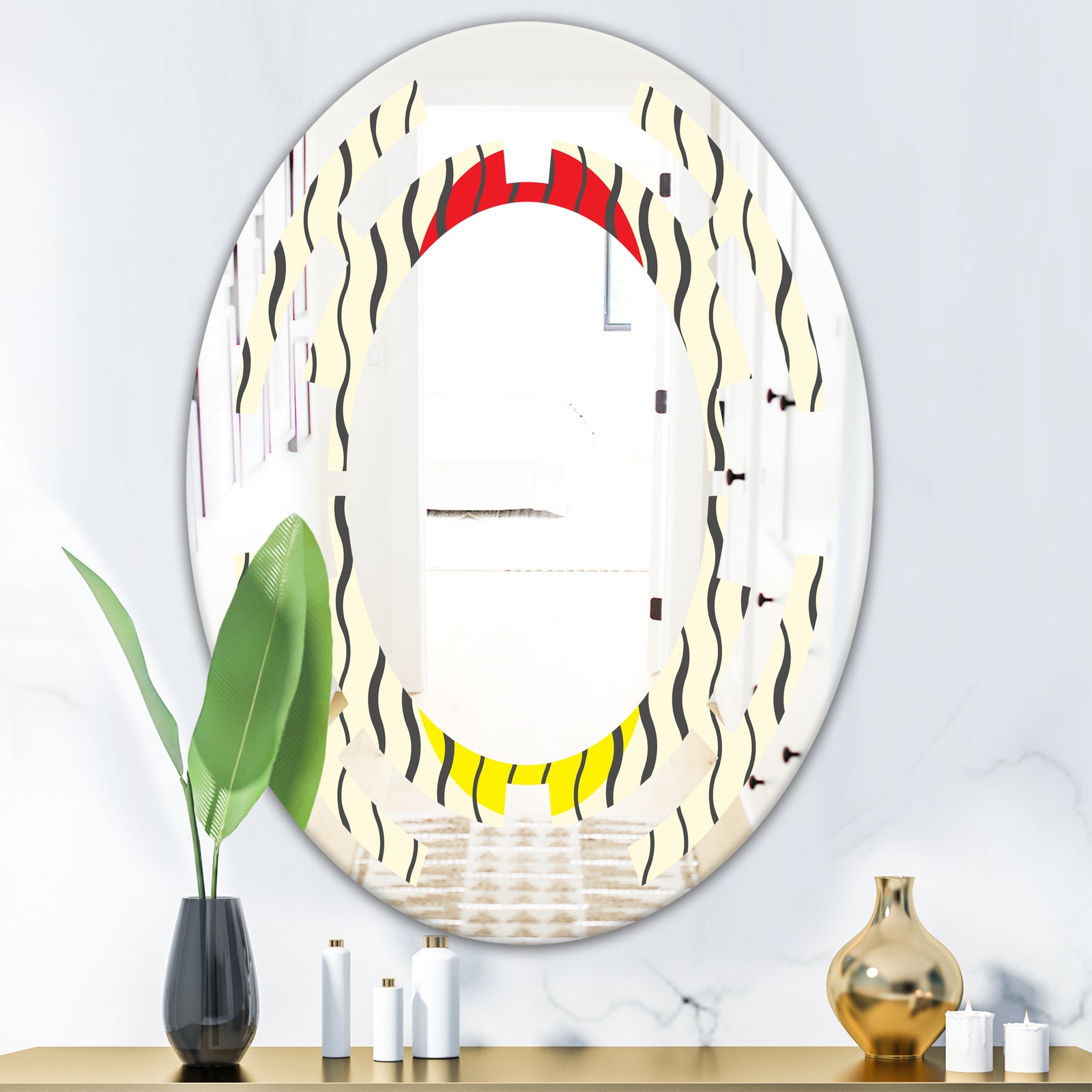 Wave Pattern - Modern Round or Oval Wall Mirror - Space