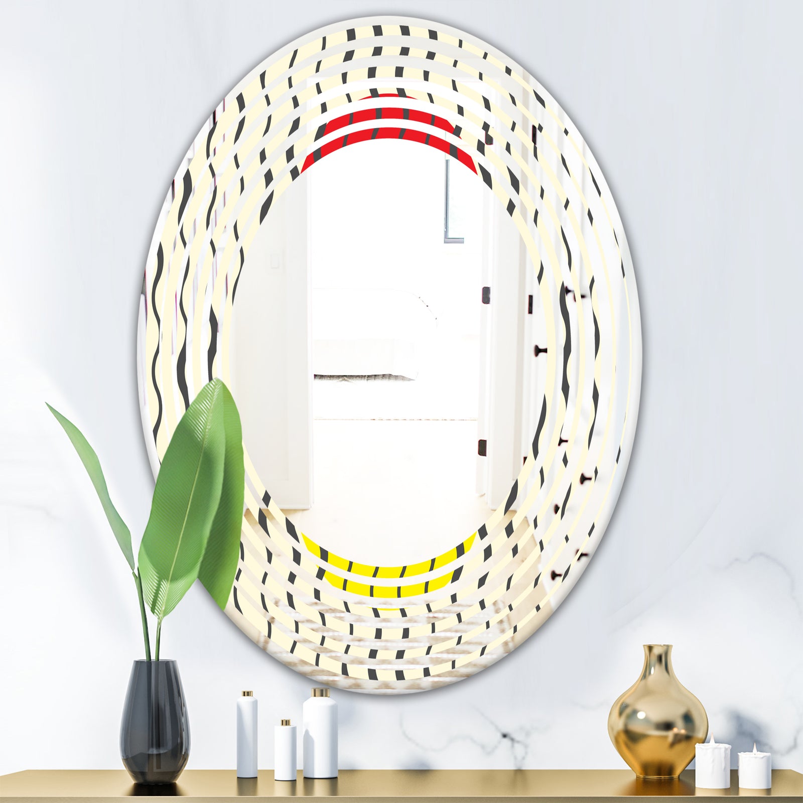 Wave Pattern - Modern Round or Oval Wall Mirror - Wave