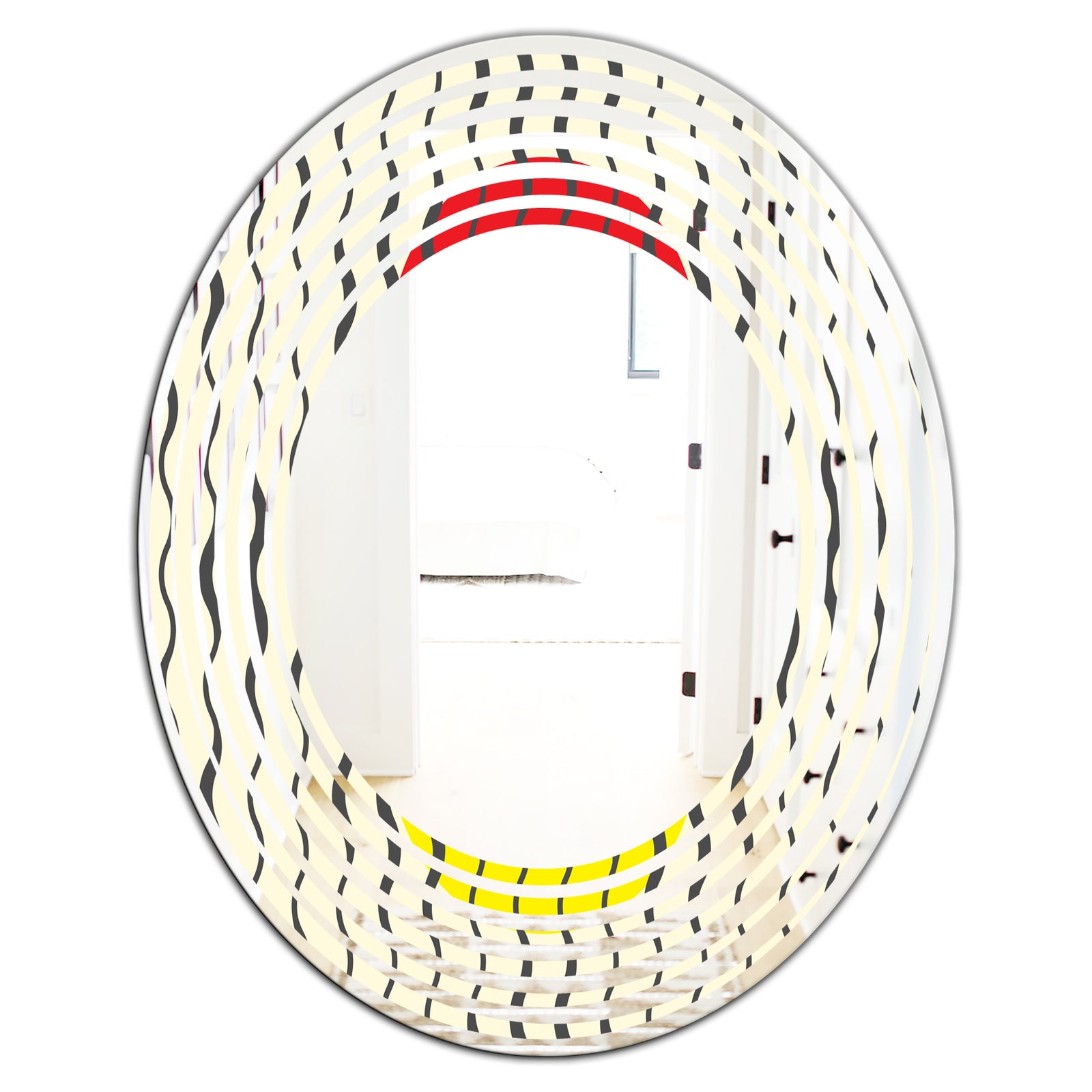 Wave Pattern - Modern Round or Oval Wall Mirror - Wave