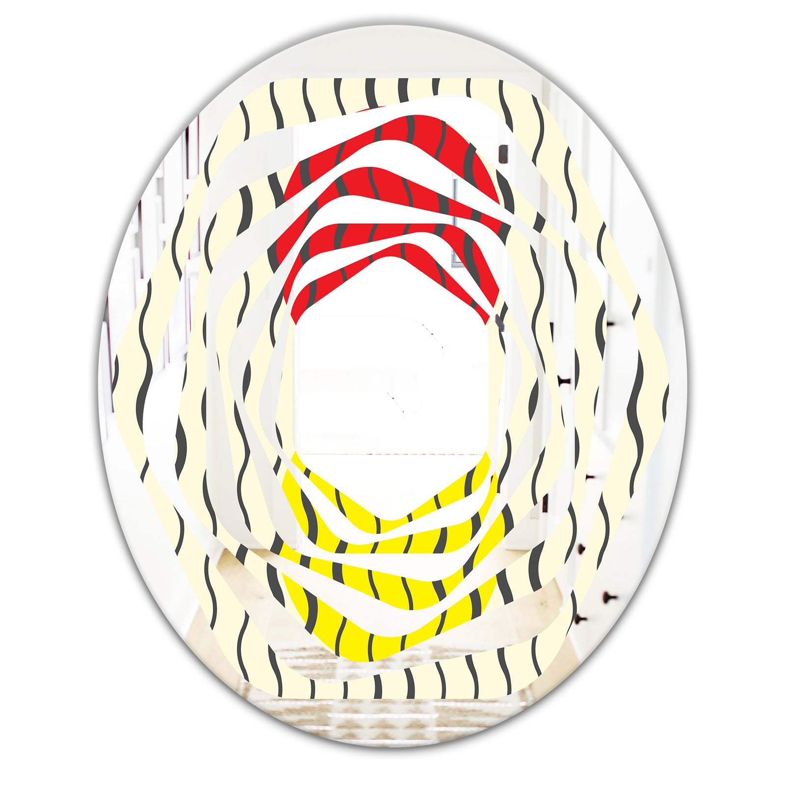 Wave Pattern - Modern Round or Oval Wall Mirror - Whirl