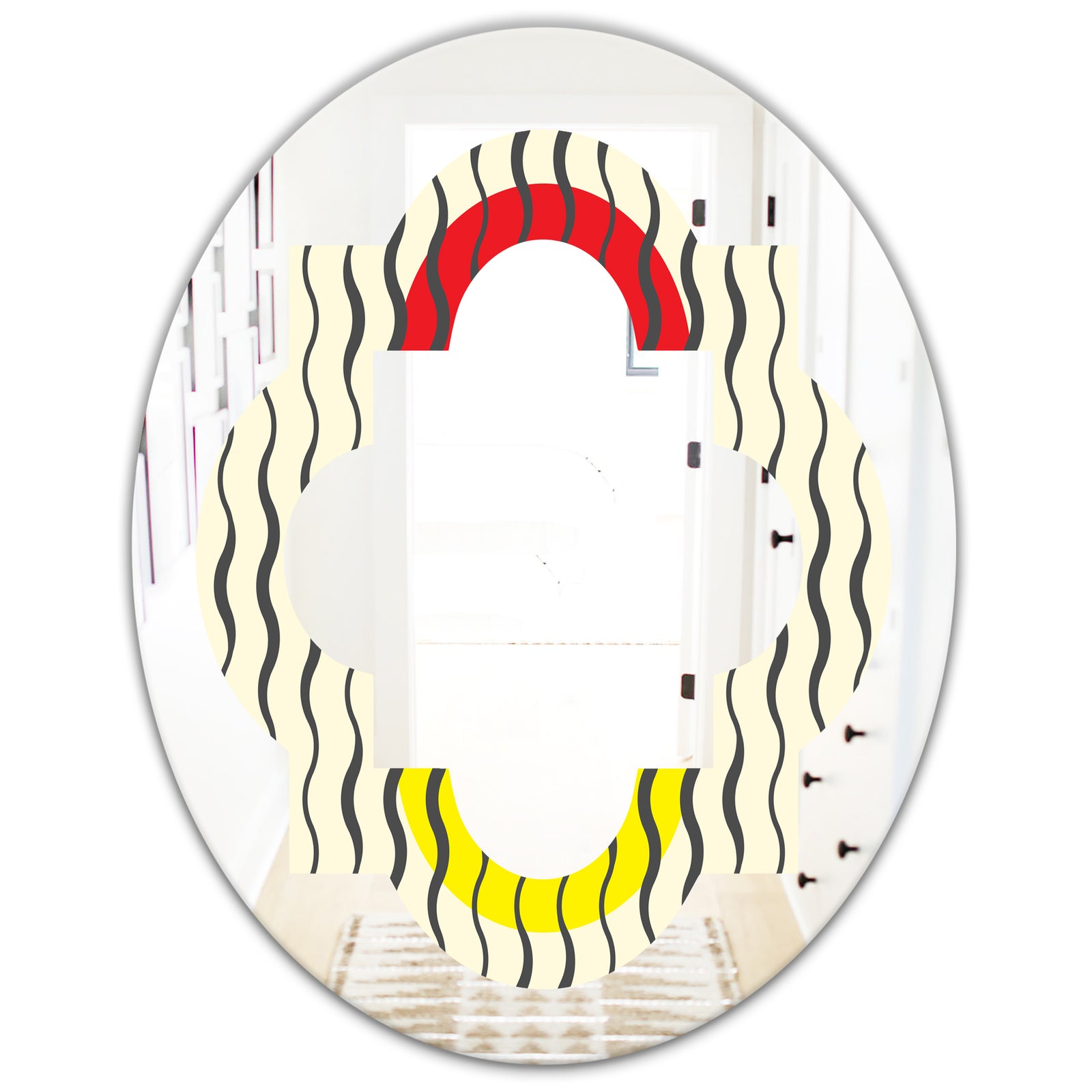 Wave Pattern - Modern Round or Oval Wall Mirror - Quatrefoil