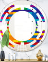 Rainbow colors simple geometric pattern. - Modern Round or Oval Wall Mirror - Space