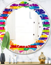 Rainbow colors simple geometric pattern. - Modern Round or Oval Wall Mirror - Leaves