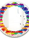 Rainbow colors simple geometric pattern. - Modern Round or Oval Wall Mirror - Leaves