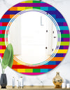 Rainbow colors simple geometric pattern. - Modern Round or Oval Wall Mirror - Triple C