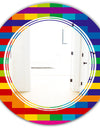 Rainbow colors simple geometric pattern. - Modern Round or Oval Wall Mirror - Triple C