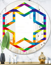 Rainbow colors simple geometric pattern. - Modern Round or Oval Wall Mirror - Hexagon Star