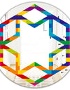 Rainbow colors simple geometric pattern. - Modern Round or Oval Wall Mirror - Hexagon Star