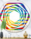 Rainbow colors simple geometric pattern. - Modern Round or Oval Wall Mirror - Whirl