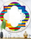 Rainbow colors simple geometric pattern. - Modern Round or Oval Wall Mirror - Quatrefoil