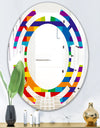 Rainbow colors simple geometric pattern. - Modern Round or Oval Wall Mirror - Space