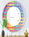 Rainbow colors simple geometric pattern. - Modern Round or Oval Wall Mirror - Wave