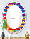 Rainbow colors simple geometric pattern. - Modern Round or Oval Wall Mirror - Leaves