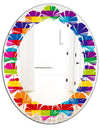 Rainbow colors simple geometric pattern. - Modern Round or Oval Wall Mirror - Leaves