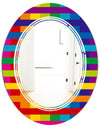 Rainbow colors simple geometric pattern. - Modern Round or Oval Wall Mirror - Triple C