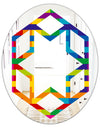 Rainbow colors simple geometric pattern. - Modern Round or Oval Wall Mirror - Hexagon Star