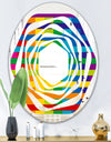 Rainbow colors simple geometric pattern. - Modern Round or Oval Wall Mirror - Whirl