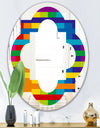 Rainbow colors simple geometric pattern. - Modern Round or Oval Wall Mirror - Quatrefoil